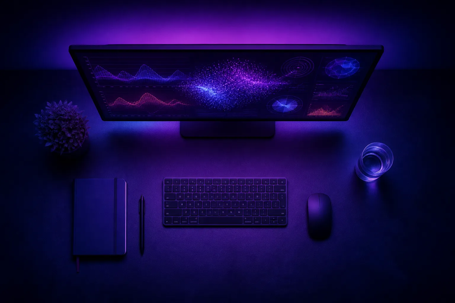 Abstract overhead workspace representing digital trust and data security