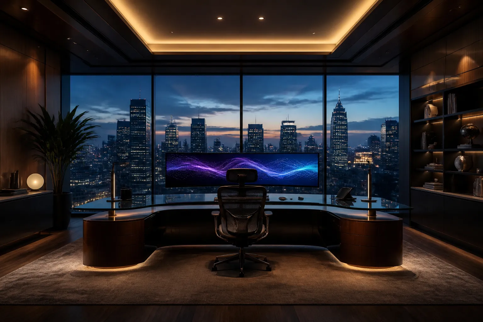Sophisticated technology workspace representing security and trust